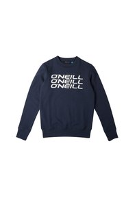 Felpa blu navy realizzata in misto cotone, caratterizzata da polsini e orlo a costine, e grande testo bianco "O'NEILL" in un carattere bold impilato.