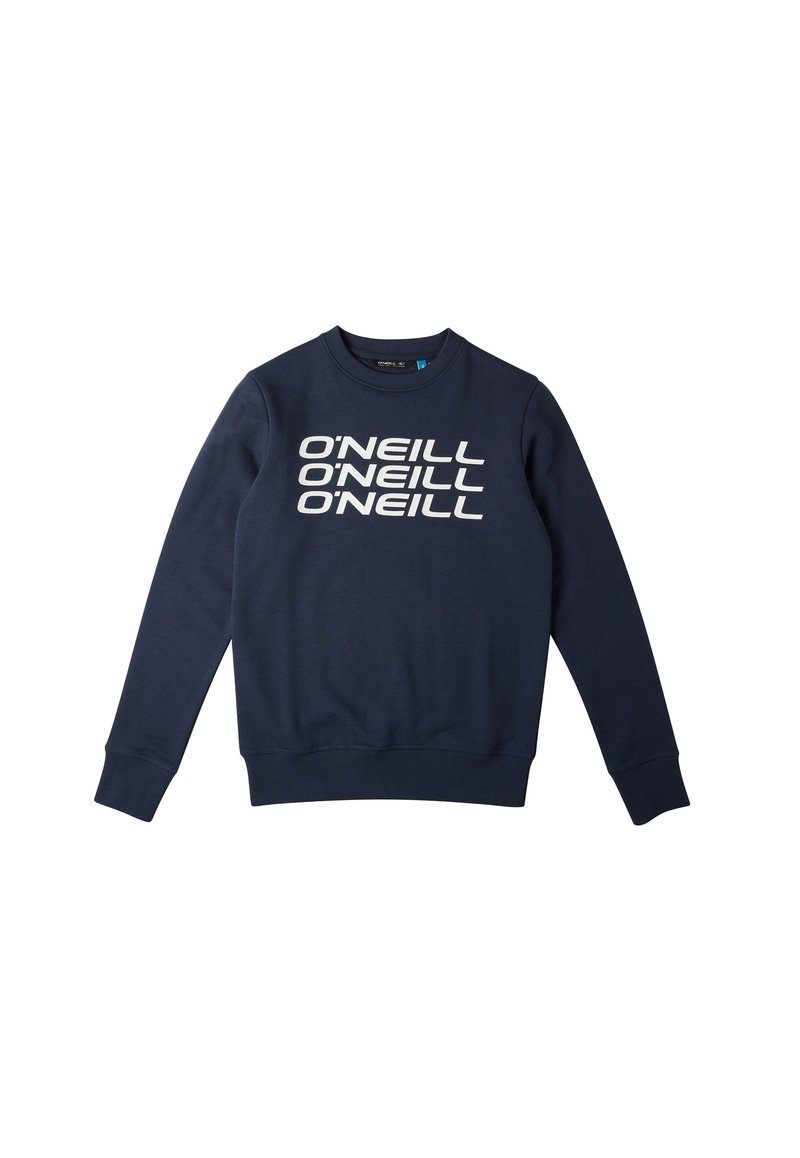 Felpa blu navy realizzata in misto cotone, caratterizzata da polsini e orlo a costine, e grande testo bianco "O'NEILL" in un carattere bold impilato.