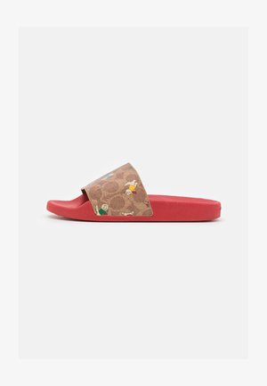 UDELE PRINTED SIGNATURE SLIDE - Mules - tan/multi-coloured