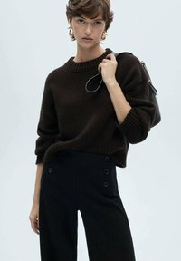 Mango WIDE WITH BUTTONS - Pantaloni - black