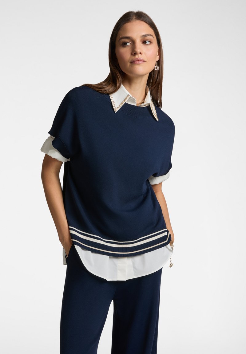 Elena Mirò MANICHE CORTE CON BORDO A RIGHE - T-Shirt print - blu/blau ...