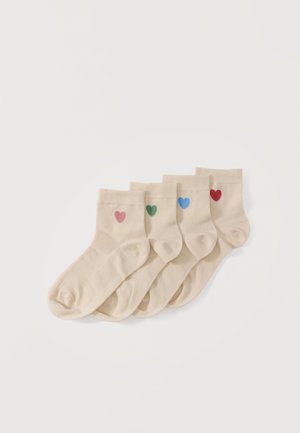PLACED HEART 4 PACK - Chaussettes - light beige