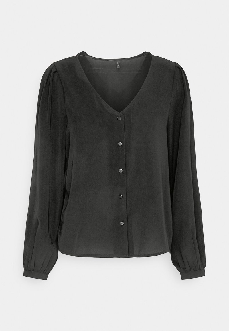 Vero Moda Petite VMNAJA V-NECK PLEAT - Μπλούζα - black