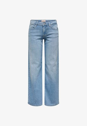 Hele sinised sirge säärega teksapüksid esmakäepidemete, tagataskute, vööaasade ning nupu ja tõmblukuga sulgemisega.