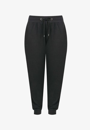 Yours Clothing, BLACK ELASTICATED JOGGERS - Tracksuit bottoms - black