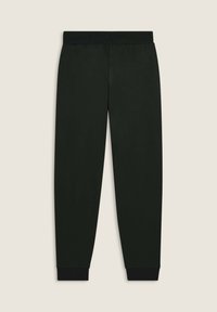 Pantalones jogger de algodón negro con cinturilla elástica, tobillos estrechos y textura suave, diseñados para ofrecer comodidad y facilidad de movimiento.