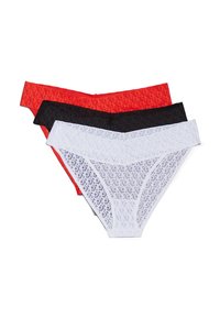 LOW RISE BIKINI 3 PACK LOGO LACE TRIM - Slip - black/white/molten