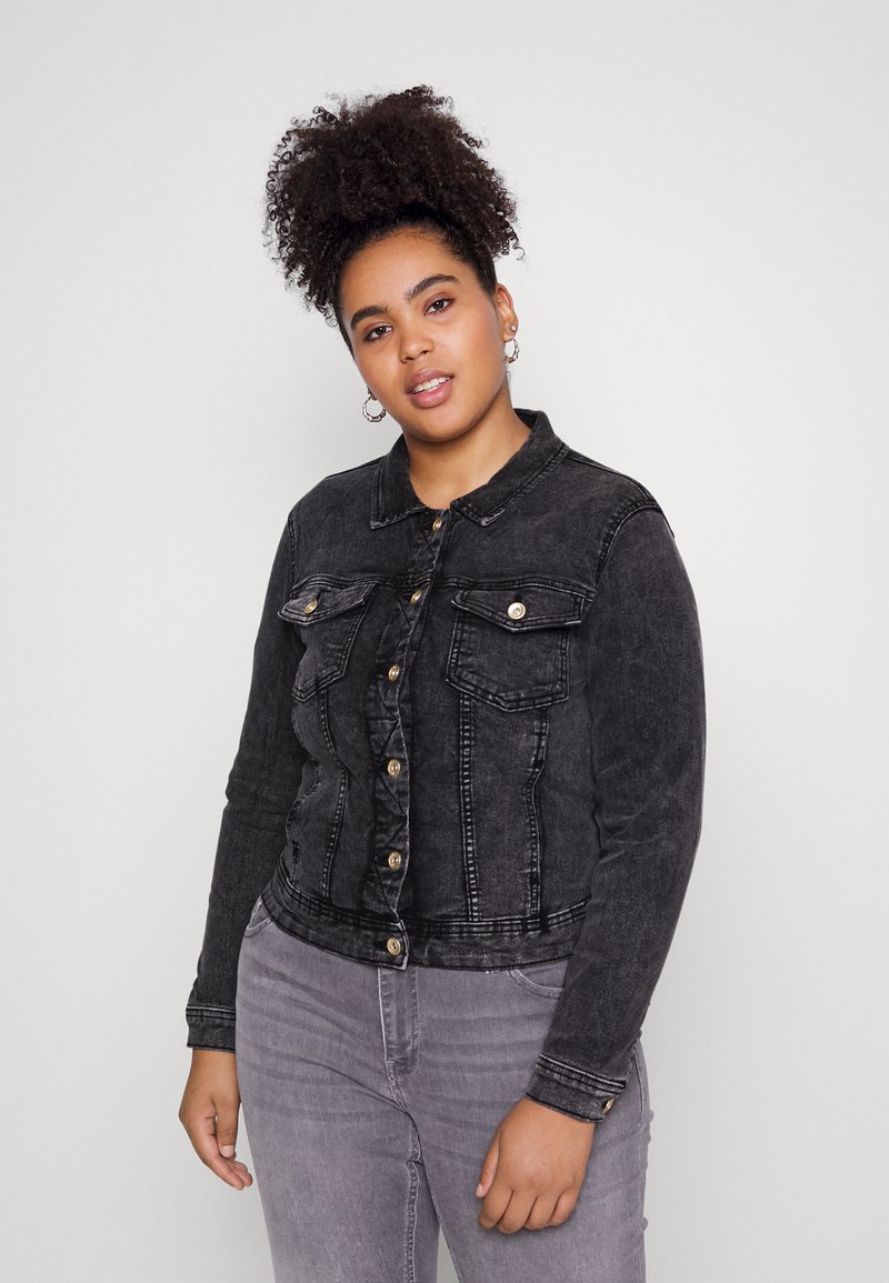 Veste En Jean ONLY Carmakoma - Blouson Femme Cintré - Poches Poitrine Et Latérales - 79% Coton