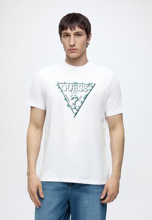 Guess, TRIANGLE LEAVES EMBROIDE - T-Shirt basic - pure white
