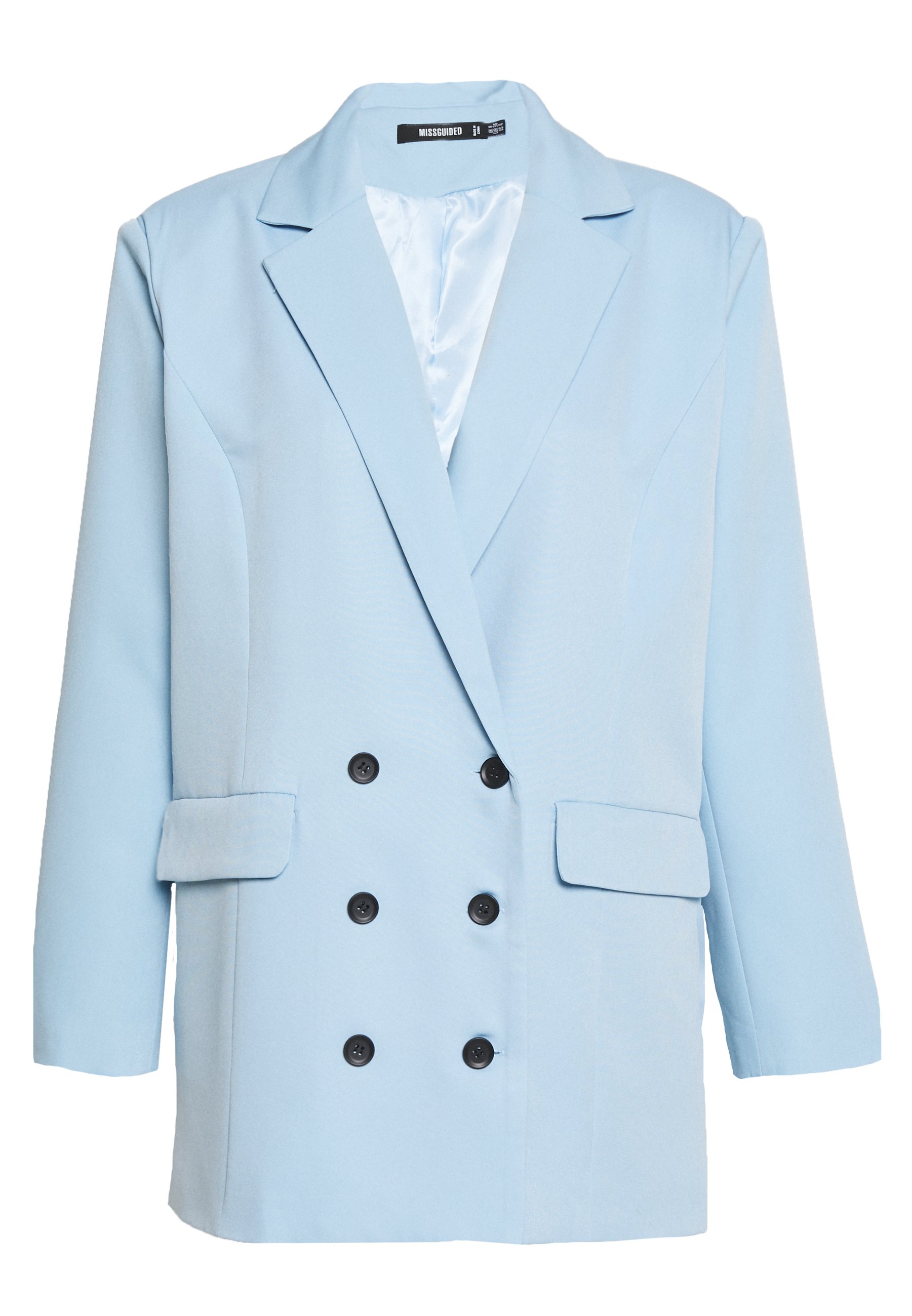 Missguided OVERSIZED GRANDAD Kort kåpe frakk baby blue UNIQUE 21 STRUCTURED SELF BUTTON - Kort kåpe / frakk - blue