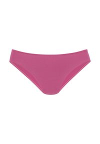 Rózsaszín pamut bikini bugyi sima textúrával és klasszikus szabással. Az derékpánt elasztikus a biztos illeszkedés érdekében.