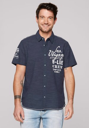 Camp David KURZARM MIT LABEL PRINTS - Shirt - blue navy
