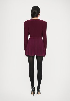 LONG SLEEVE SHOULDER PAD V NECK FLARED PICKLEBALL - Nappali ruha - plum