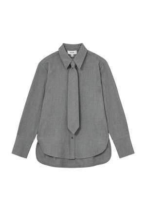 Reiss, ROSARIA WOVEN NECK-TIE LONG-SLEEVE SHIRT - Skjortebluser - grey