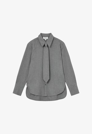 Reiss, ROSARIA WOVEN NECK-TIE LONG-SLEEVE SHIRT - Button-down blouse - grey