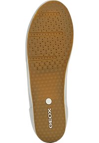 Sole della sneaker GEOX in gomma naturale con superficie testurizzata e perforazioni circolari, progettata per traspirabilità e aderenza.