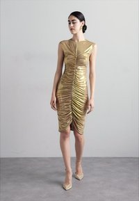Norma Kamali V NECK SHIRRED FRONT DRESS TO KNEE - Džersio suknelė - gold