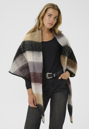 ELAINE PONCHO - Cape - brown checks