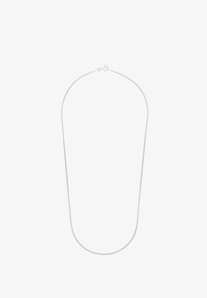 Silberfarbener Kettenhalsreifen mit einem glatten, runden Glieddesign und einem sicheren Karabinerverschluss. Länge geeignet für Standard-Halsgrößen.