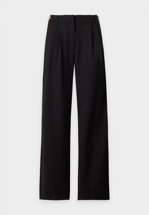 Anna Field by Zalando, GOLDEN BUTTON WAIST DETAIL SMART WIDE TROUSERS - Παντελόνι - black