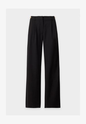 Anna Field by Zalando, GOLDEN BUTTON WAIST DETAIL SMART WIDE TROUSERS - Παντελόνι - black