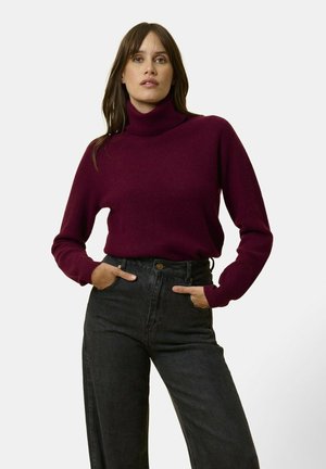 Just Cashmere COL ROULÉ - Strickpullover - bordeaux