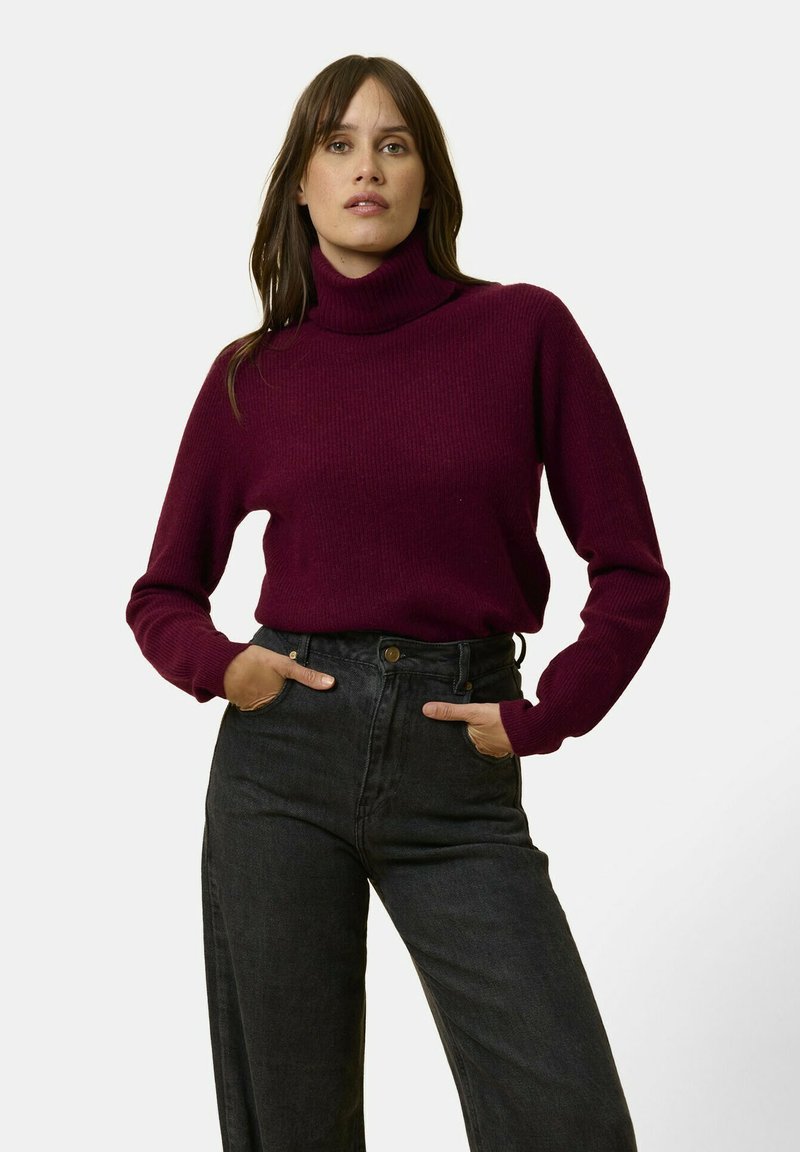 Just Cashmere COL ROULÉ - Svetr - bordeaux