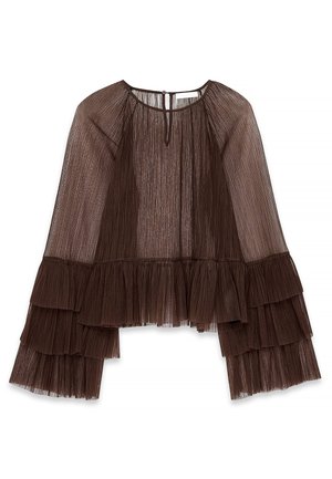 NA-KD FLOUNCE SLEEVE - Camicetta - brown