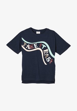 MIT PAILLETTEN - T-Shirt print - navy