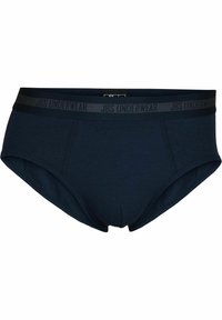 Mørkeblå herreunderbukser lavet af blødt stof, med en bred elastisk talje, der har "JBS UNDERWEAR" brandet i grå.