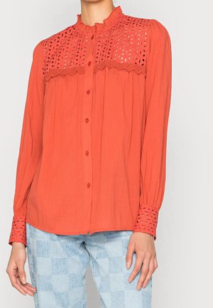 Button-down blouse - metallic red