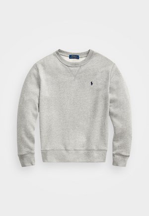 Šedá mikina vyrobená z bavlněné směsi. Design s kulatým výstřihem a žebrovanými manžetami a lemem. Má malé modré logo na levé hrudi.