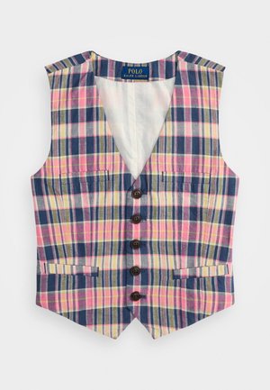 Polo Ralph Lauren PLAID COTTON VEST - Vestă - pink/yellow/navy