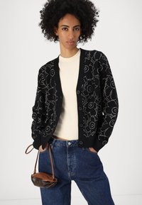 Marimekko EILINEN PIIRTO UNIKKO CARDIGAN - Adīta jaka - black/beige