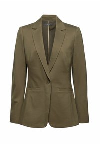 Blazer vert olive à un bouton avec revers crantés et deux poches avant passepoilées, coupe cintrée de la marque Esprit.