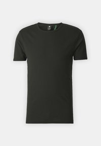Must alussärg mustast pehmest kangast, millel on ümmargune kaelus ja minimalistlik disain. Rinnal on väike logo.