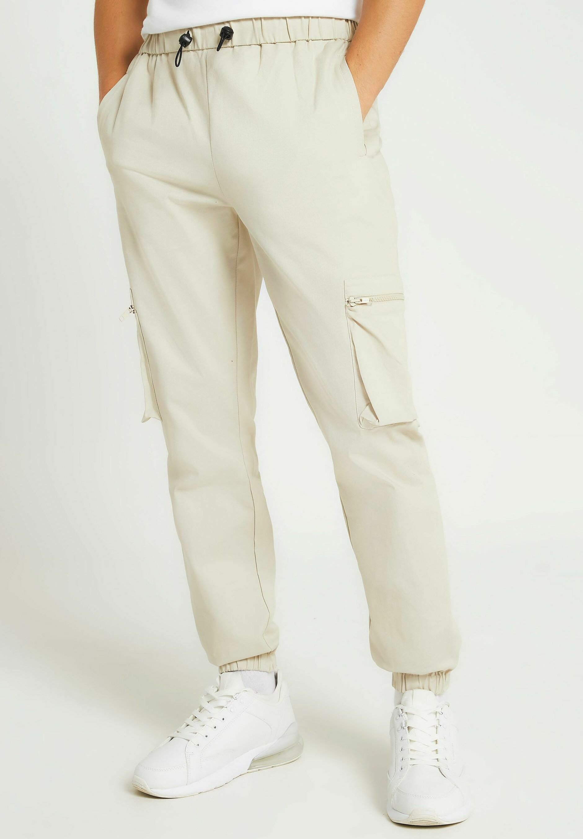 River Island Cargo trousers - stone 