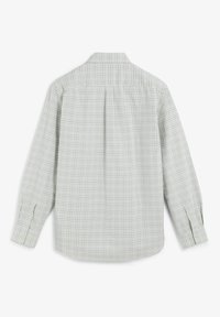 Camisa de manga larga en verde claro con un patrón de cuadrícula. Confeccionada en tela suave, con canesú en la espalda y puños con botones.