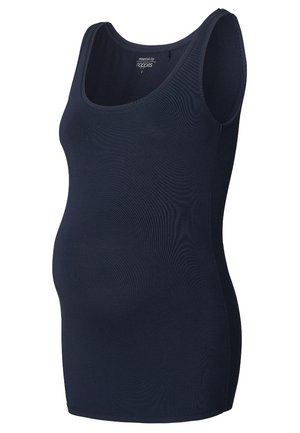 Débardeur de maternité bleu marine sans manches avec encolure dégagée, conçu pour le confort et l'élasticité.