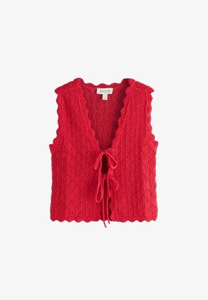 BHOEM, POINTELLE KNIT TIE-FRONT VEST - Vest - red
