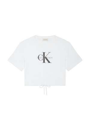 Calvin Klein Jeans, MONOLOGO CROPPED TIE TEE - Tričko s potlačou - bright white