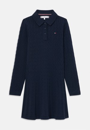 CABLE SWEATER DRESS - Vestido de punto - dark night navy