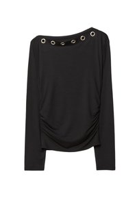ASYMMETRIC WITH EYELETS  - Top s dlouhým rukávem - black