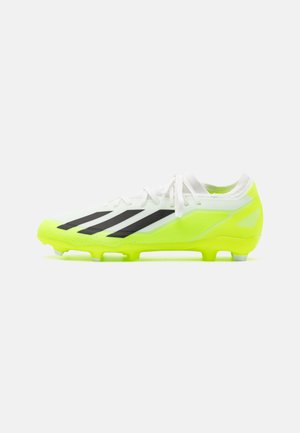 X CRAZYFAST.3 FG - Moulded stud football boots - footwear white/core black/lucid lemon