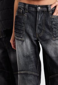 Jaded London MOTO COLOSSUS UNISEX - Bő szabású farmernadrág - washed black