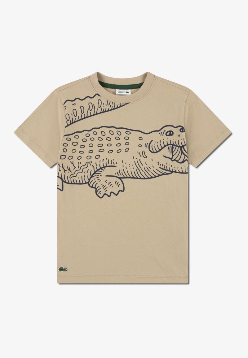 Lacoste VISION LOGO TEE - Apdrukāts T-krekls - beige
