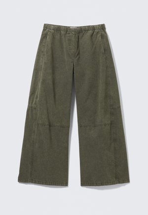 Weekday LOW RISE BAGGY WASHED - Trousers - washed dark khaki green