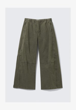 Weekday LOW RISE BAGGY WASHED - Trousers - washed dark khaki green