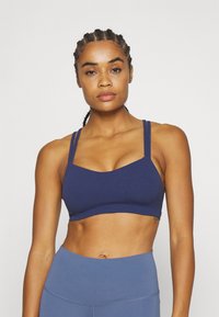 Nike Performance - ZENVY STRAPPY WOMENS LIGHT SUPPORT PADDED BRA - Lengvai krūtinę prilaikanti sportinė liemenėlė - midnight navy/white Miniatiūros vaizdas 1