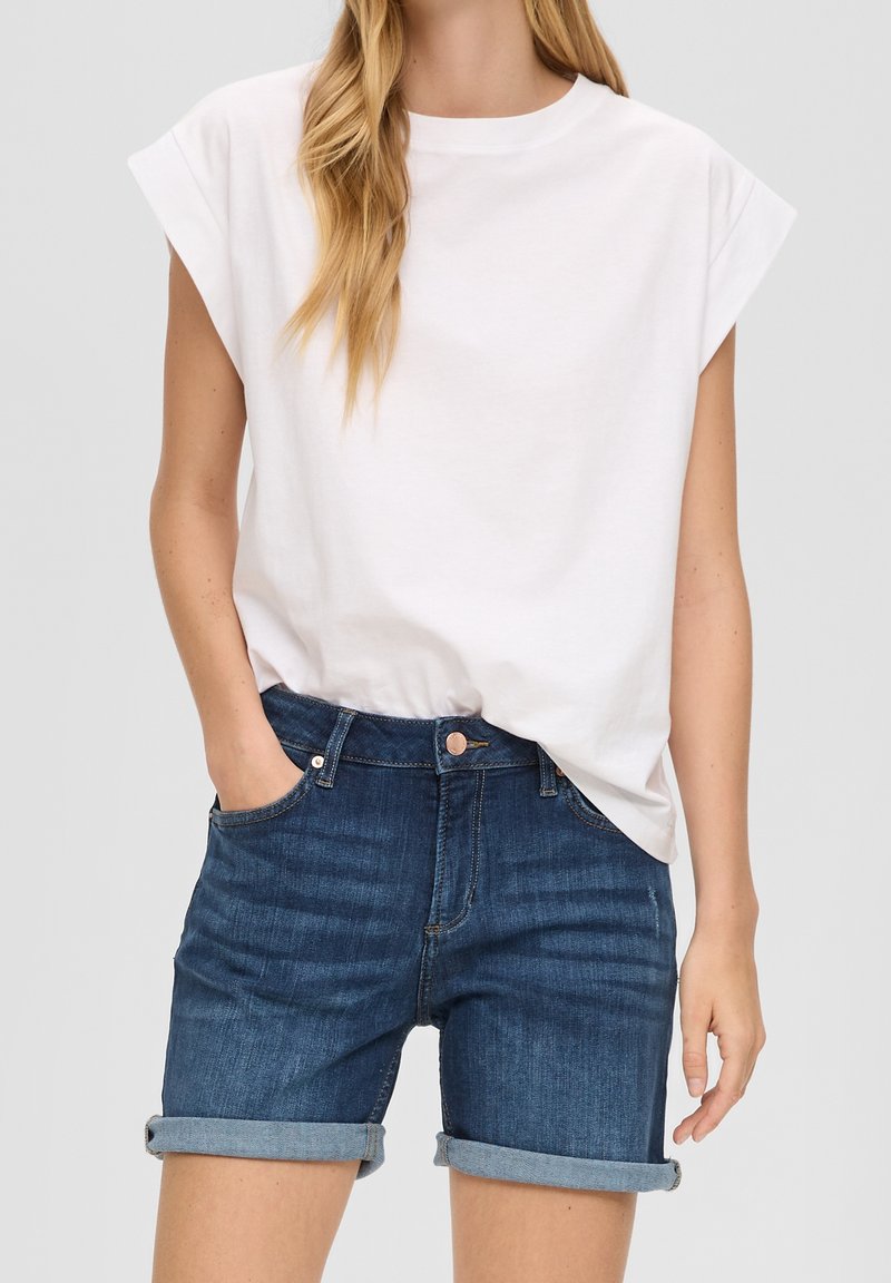 QS Denim shorts - dark-blue denim